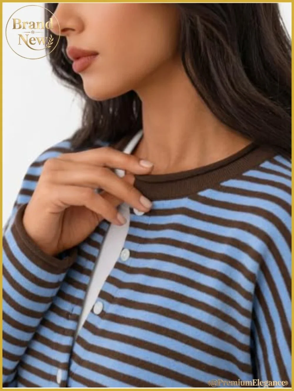 Striped Oversized Cardigan Women's Long Sleeve Button Front Knit